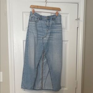 American Girl Light Blue Denim Maxi Skirt with Front Slit